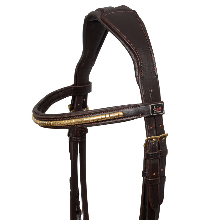 Engelse Hoofdstel met Clincher en Rubber Teugels Supreme Engelse Hoofdstel met Clincher en Rubber Teugels Supreme