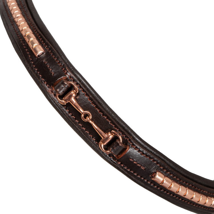 Engelse Hoofdstel met Versiering van Rose Gouden Bit Supreme Engelse Hoofdstel met Versiering van Rose Gouden Bit Supreme