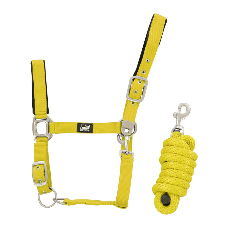 Nylon halster met leren versterking en gevlochten Supreme halstertouw Nylon halster met leren versterking en gevlochten Supreme halstertouw