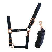 Licol en Nylon Rose Gold Line avec Longe Supreme Marine