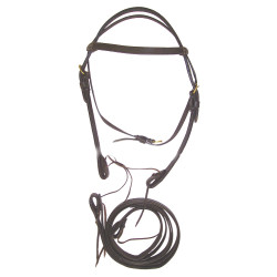 Dubbele Leren Western Hoofdstel met Teugels Lakota Donkerbruin