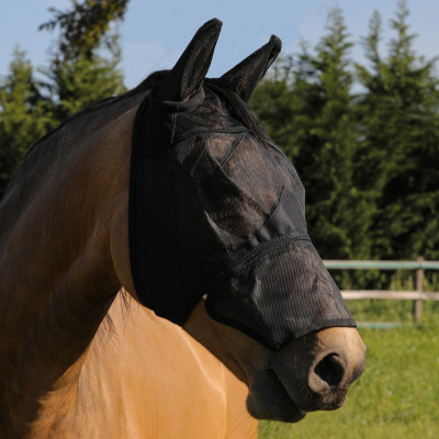 PVC Vliegenmasker met Oorbeschermers en Rits Umbria Equitazione Zwart