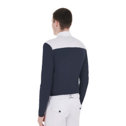 Wedstrijdpolo Heren Lange Mouwen met Knopen Equestro Wit / marineblauwe blazer