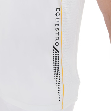 Wedstrijdpolo Heren Korte Mouwen met Rits Equestro Wit / geel