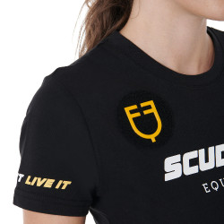 Dames T-shirt Scuderia Equestro van Katoen Equestro Zwart