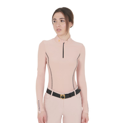 Polo Technique d'Entraînement Femme Manches Longues Equestro Rose caméo