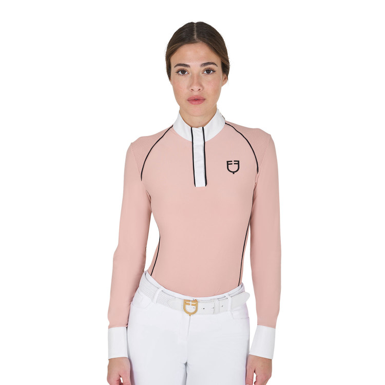 Wedstrijdpolo Dames Lange Mouwen met Mesh Inzetstukken Equestro Wedstrijdpolo Dames Lange Mouwen met Mesh Inzetstukken Equestro