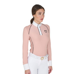 Wedstrijdpolo Dames Lange Mouwen met Mesh Inzetstukken Equestro Cameoroze Wedstrijdpolo Dames Lange Mouwen met Mesh Inzetstukken Equestro Cameoroze