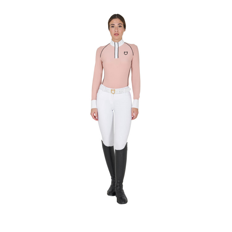 Wedstrijdpolo Dames Lange Mouwen met Mesh Inzetstukken Equestro Wedstrijdpolo Dames Lange Mouwen met Mesh Inzetstukken Equestro