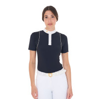 Wedstrijdpolo Dames Korte Mouwen met Knopen Equestro Marineblazer / antiek wit Marineblauw Wedstrijdpolo Dames Korte Mouwen met Knopen Equestro Marineblazer / antiek wit Marineblauw