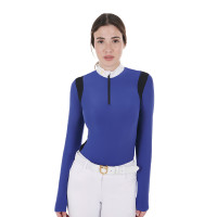 Wedstrijdpolo Dames Lange Mouwen in Technische Stof Equestro Sodalietblauw Wedstrijdpolo Dames Lange Mouwen in Technische Stof Equestro Sodalietblauw