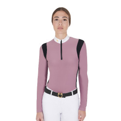 Wedstrijdpolo Dames Lange Mouwen in Technische Stof Equestro Roze Wedstrijdpolo Dames Lange Mouwen in Technische Stof Equestro Roze