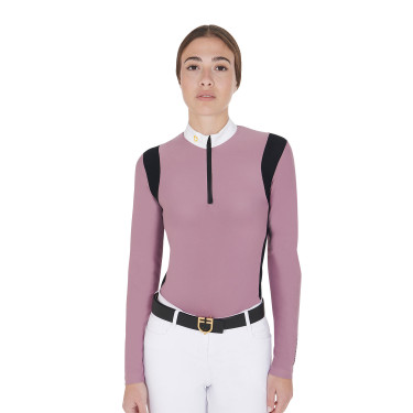 Wedstrijdpolo Dames Lange Mouwen in Technische Stof Equestro Roze Wedstrijdpolo Dames Lange Mouwen in Technische Stof Equestro Roze