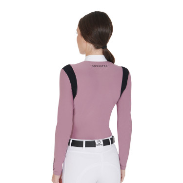 Wedstrijdpolo Dames Lange Mouwen in Technische Stof Equestro Roze Wedstrijdpolo Dames Lange Mouwen in Technische Stof Equestro Roze