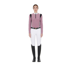 Wedstrijdpolo Dames Lange Mouwen in Technische Stof Equestro Roze Wedstrijdpolo Dames Lange Mouwen in Technische Stof Equestro Roze