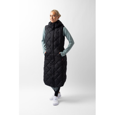 Lange mouwloze gewatteerde bodywarmer Gem B Vertigo Zwarte schoonheid
