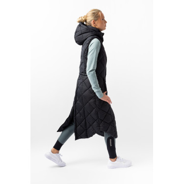 Lange mouwloze gewatteerde bodywarmer Gem B Vertigo Zwarte schoonheid