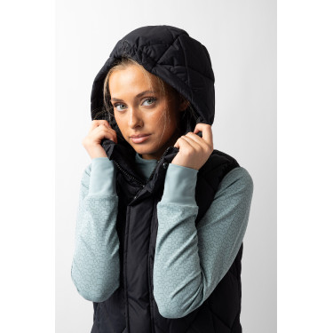 Lange mouwloze gewatteerde bodywarmer Gem B Vertigo Zwarte schoonheid