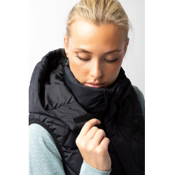 Lange mouwloze gewatteerde bodywarmer Gem B Vertigo Zwarte schoonheid