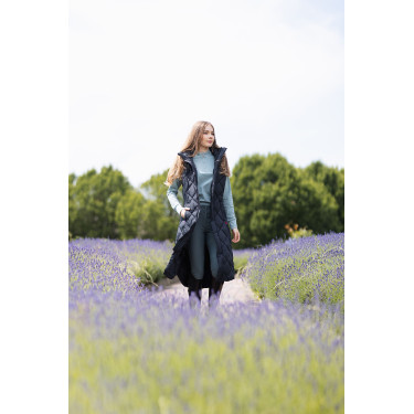 Lange mouwloze gewatteerde bodywarmer Gem B Vertigo Zwarte schoonheid