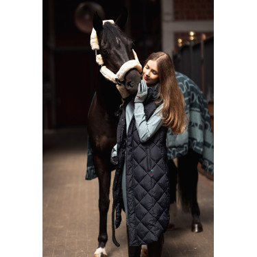 Lange mouwloze gewatteerde bodywarmer Gem B Vertigo Zwarte schoonheid