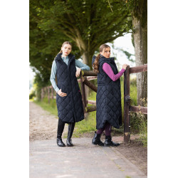 Lange mouwloze gewatteerde bodywarmer Gem B Vertigo Zwarte schoonheid