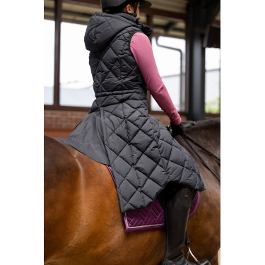 Lange mouwloze gewatteerde bodywarmer Gem B Vertigo Zwarte schoonheid