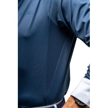 Wedstrijdpolo Flags & Cup heren Wako lange mouwen Marine Marineblauw