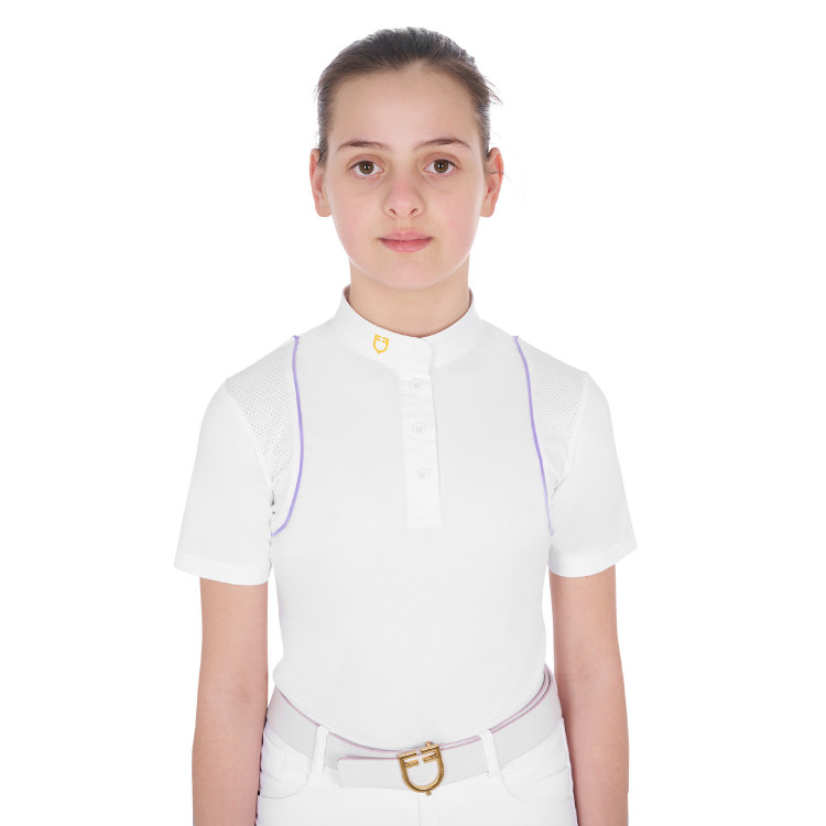 Getailleerd wedstrijdshirt voor meisjes met knopen Equestro Getailleerd wedstrijdshirt voor meisjes met knopen Equestro