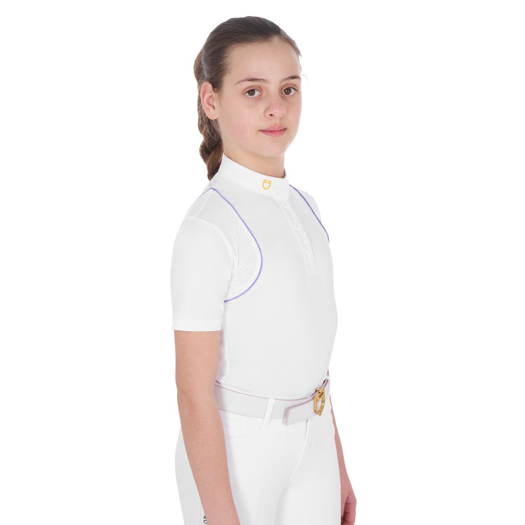 Getailleerd wedstrijdshirt voor meisjes met knopen Equestro Getailleerd wedstrijdshirt voor meisjes met knopen Equestro