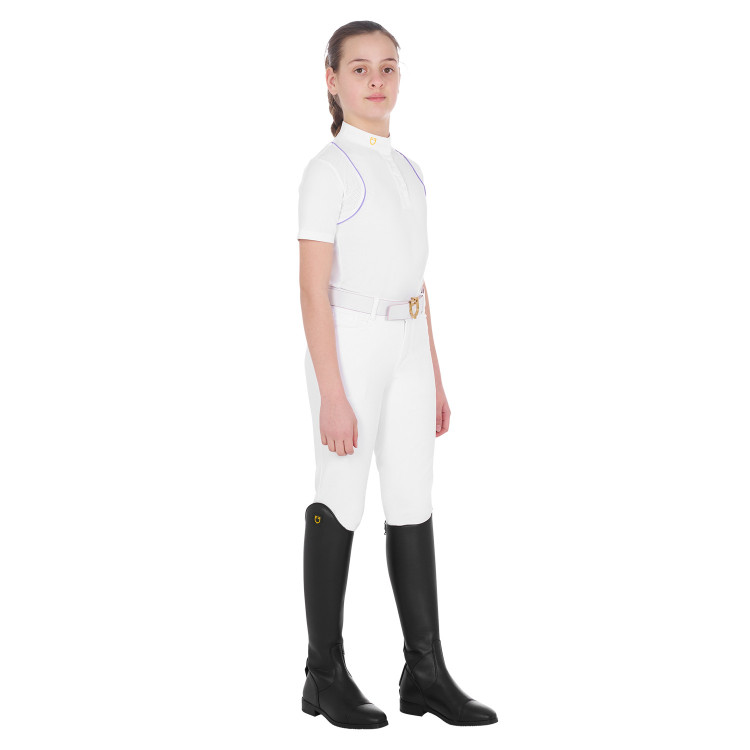 Getailleerd wedstrijdshirt voor meisjes met knopen Equestro Getailleerd wedstrijdshirt voor meisjes met knopen Equestro