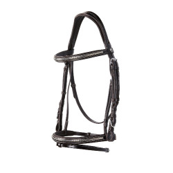 Engelse hoofdband van leer met clincher van nikkel geplateerd NP Equestro