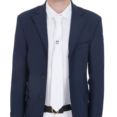 Wedstrijdstropdas met geborduurd logo Equestro Wit