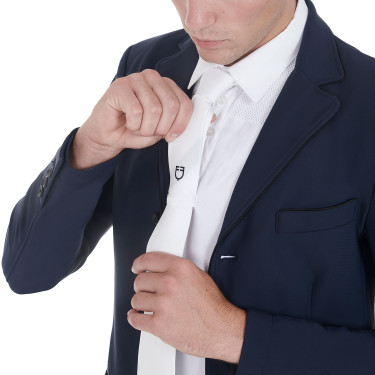 Wedstrijdstropdas met geborduurd logo Equestro Wit