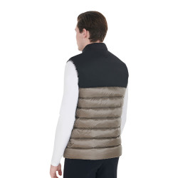 Herenbodywarmer in bimateriaal met siliconen patch Equestro Zwart / walnoot