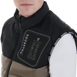 Herenbodywarmer in bimateriaal met siliconen patch Equestro Zwart / walnoot