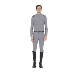 Trainingspolo met lange mouwen voor heren, slim fit Equestro Ijzig grijs Trainingspolo met lange mouwen voor heren, slim fit Equestro Ijzig grijs