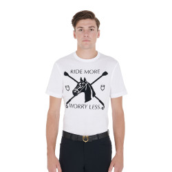 Heren T-shirt met aansluitende snit en paardenprint Equestro