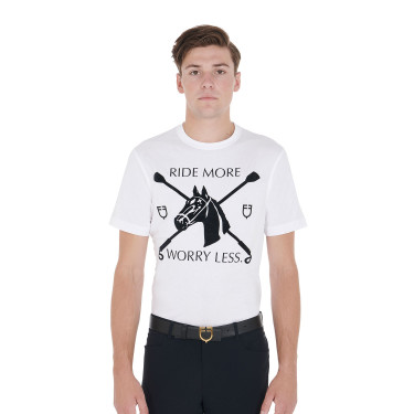 Heren T-shirt met aansluitende snit en paardenprint Equestro Heren T-shirt met aansluitende snit en paardenprint Equestro