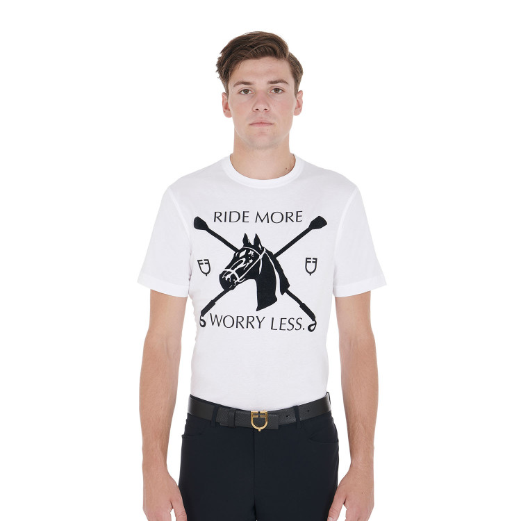 Heren T-shirt met aansluitende snit en paardenprint Equestro Heren T-shirt met aansluitende snit en paardenprint Equestro