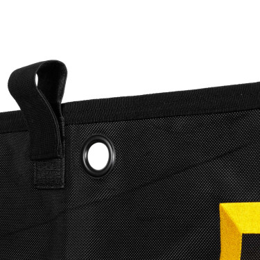 Lang box gordijn met geborduurd logo Equestro Zwart