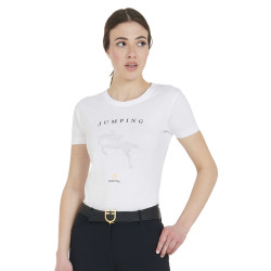 Slim fit dames-T-shirt springen met strass Equestro
