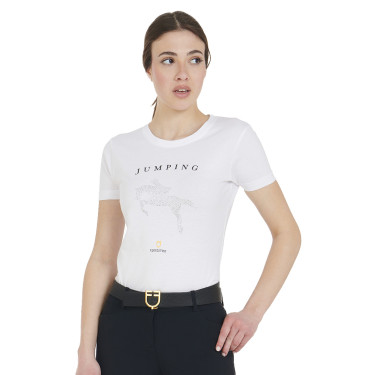 Slim fit dames-T-shirt springen met strass Equestro