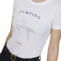 Slim fit dames-T-shirt springen met strass Equestro Wit