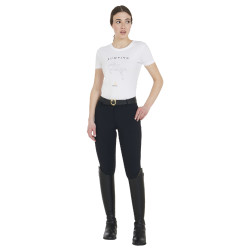 Slim fit dames-T-shirt springen met strass Equestro Wit