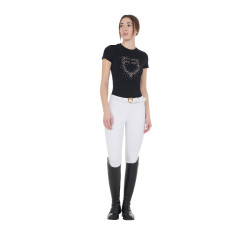 Slim fit dames-T-shirt roze met strass Equestro Zwart