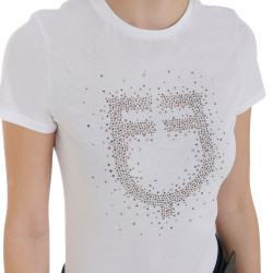 Slim fit dames-T-shirt roze met strass Equestro Wit