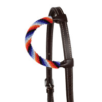 Western hoofdstel met een oor en parelborduurwerk Pool's Bruin