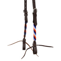 Western hoofdstel met een oor en parelborduurwerk Pool's Bruin