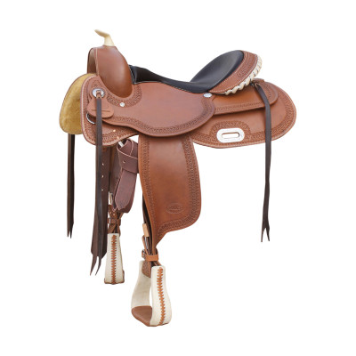 Selle Reiner en rawhide avec arçon flexible modèle 2020F de Pool's Cognac